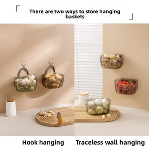 <strong>Wall</strong>-Mounted Garlic &amp; Ginger <strong>Storage</strong> <strong>Basket</strong> with Self-Adhesive Backing, Kitchen Hanging Organizer for Ginger, Garlic Vegetables - Product Image 3