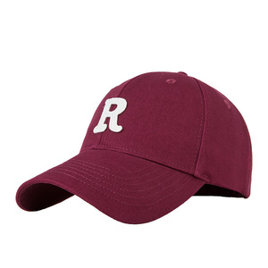 Gorra de Béisbol de Algodón Puro con Letra R, Unisex, Color Sólido, Gorra de Sarga - Product Image 1
