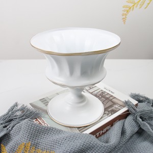 European Style White Tall Flower <b>Pot</b> With Gold Trim Indoor Decor For Hotel Office Home Furnishing Planters - Product Image 4