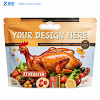 Sachet Doypack en plastique laminé anti-buée avec fermeture éclair et poignée, pour poulet rôti chaud, compatible micro-ondes, avec logo personnalisé, pour produits carnés