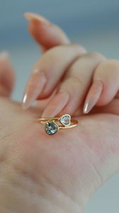 Bague en or jaune 18 carats Xinfly, forme de cœur, tendance, avec aquamarine en forme de triangle - Product Image 4