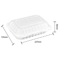 RESG Boîte à lunch jetable rectangulaire blanche de 9x6x3 pouces à emporter en plastique PP MFPP pour aliments à emporter avec couvercle