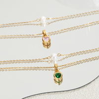 Collier ras du cou élégant à double rang de perles naturelles flottantes, avec pendentif en cristal de cœur serti de zircon et pierres précieuses, bijoux pour femmes, vente en gros