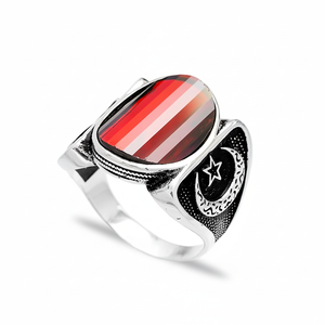 Triangle Cut Garnet Gemstone <b>Moon</b> Star Men <b>Rings</b> Authentic Men <b>Ring</b> Wholesale Handmade 925 Sterling Silver - Product Image 2