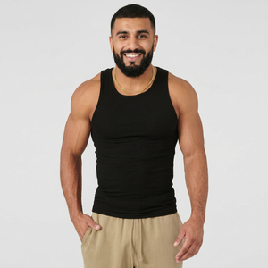 High Quality Breathable Knitted Men's Workout Tank Tops Summer Bodybuilding Active Wear Sleeveless Solid Gym Clothing - Product Image 1