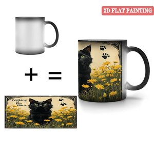Frosted Black 11oz <b>Ceramic</b> Mug Sublimation Blank Heat Sensitive <b>Cup</b> For Custom Design Printing - Product Image 4