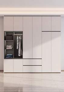Custom Melamine Wood Style Minimalist <b>Wardrobe</b> Cabinet High Quality Modern Adjustable Design Bedroom Ample Hanging Space - Product Image 3