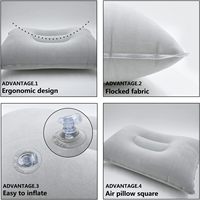 2'li Paket Ultra Hafif A4 Boyutunda Şişirilebilir Seyahat Yastığı, Seyahat, Tatil Gezisi, Yürüyüş için Küçük Kareli Flok Kumaşlı Hava Yastığı