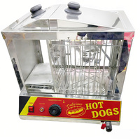 Machine à vapeur professionnelle pour hot-dogs avec chauffe-pains, température réglable, électrique, chargement par le haut, en verre