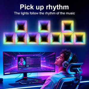 Paneles de Luz LED Cuántica RGB para Pared, Cuadrados, Sincronización con Música, Control Remoto por Aplicación, Modulares, Iluminación Ambiental para Juegos, Dormitorio, Retroiluminación de <span class=keywords><strong>TV</strong></span>, CE RoHS - Product Image 2