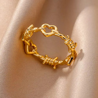 Bague géométrique en acier inoxydable plaqué or pour femme, design original, ajustable, idéale pour les fêtes, cadeau tendance