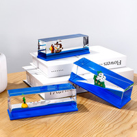 Ornement Créatif en Acrylique Bateau Pirate à Vapeur Design Méditerranéen - Anti-Stress de Bureau - Goutte d'Huile Flottante - Cadeau Parfait pour