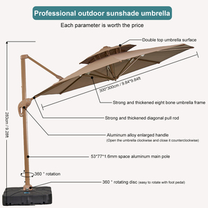 <span class=keywords><strong>Parasol</strong></span> inclinable personnalisé de haute qualité 3m <span class=keywords><strong>Parasol</strong></span> de piscine <span class=keywords><strong>Beige</strong></span> Soleil <span class=keywords><strong>Grand</strong></span> rond Jardin Patio Parapluie extérieur Cantilever - Product Image 5