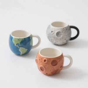 Juego de Tazas de Cerámica 3D con Forma de Planeta, Tazas de Café con Diseño de Luna, <span class=keywords><strong>Tierra</strong></span> y Marte, Superficie Texturizada, Regalo Espacial Creativo para Astrónomos, 12 oz - Product Image 1