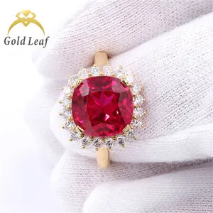 Goldleaf Jewelry Custom Ruby Diamond Gold Filled Rings 14K 24K Couple Engagement Wedding Gold Rings For Women 18K Real Gold