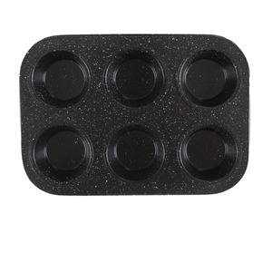 Molde para muffins antiadherente, 6 cavidades, redondo, negro, para hornear en casa, utensilios para pasteles - Product Image 1