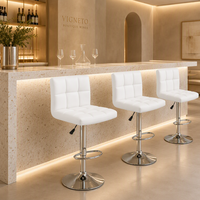 Tabouret de bar pivotant en similicuir blanc rembourré, réglable en hauteur avec vérin à gaz, pour îlot de cuisine, mobilier de bar moderne