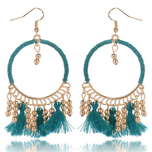 ต่างหูพู่ห้อยสไตล์โบฮีเมียน ชุบทอง เชือกป่าน แฟชั่นสำหรับผู้หญิง เครื่องประดับสำหรับงานปาร์ตี้ สไตล์โบฮีเมียน - Product Image 4