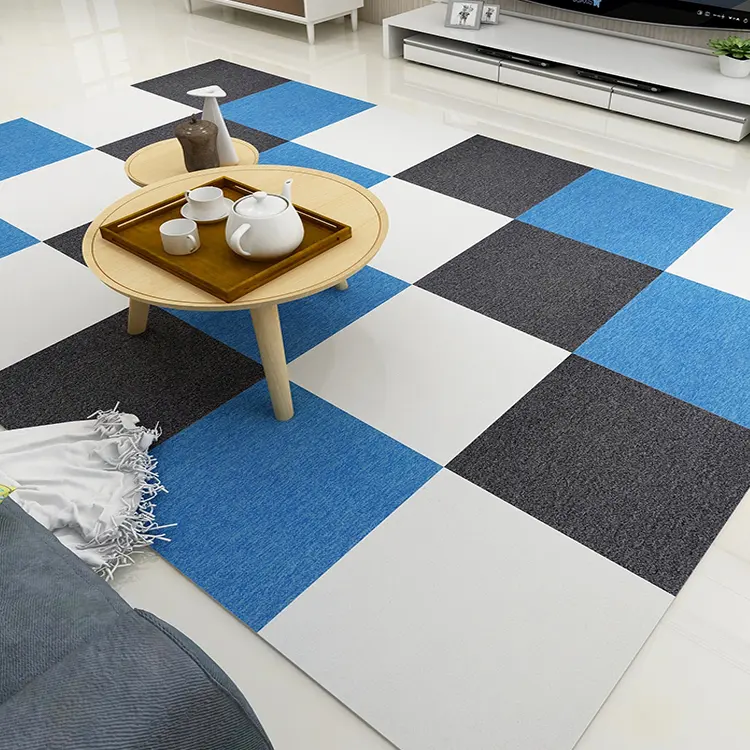 Modern Living Room Carpet Easy to Install Polypropylene Carpet Commercial Office Tile Carpet 50x50 Carton Square Colors Puzzle