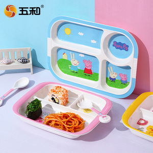 B.Duck Kids <b>Dinner</b> <b>Tray</b> Melamine 3 Compartment Cartoon Design For Children Feeding - Product Image 4
