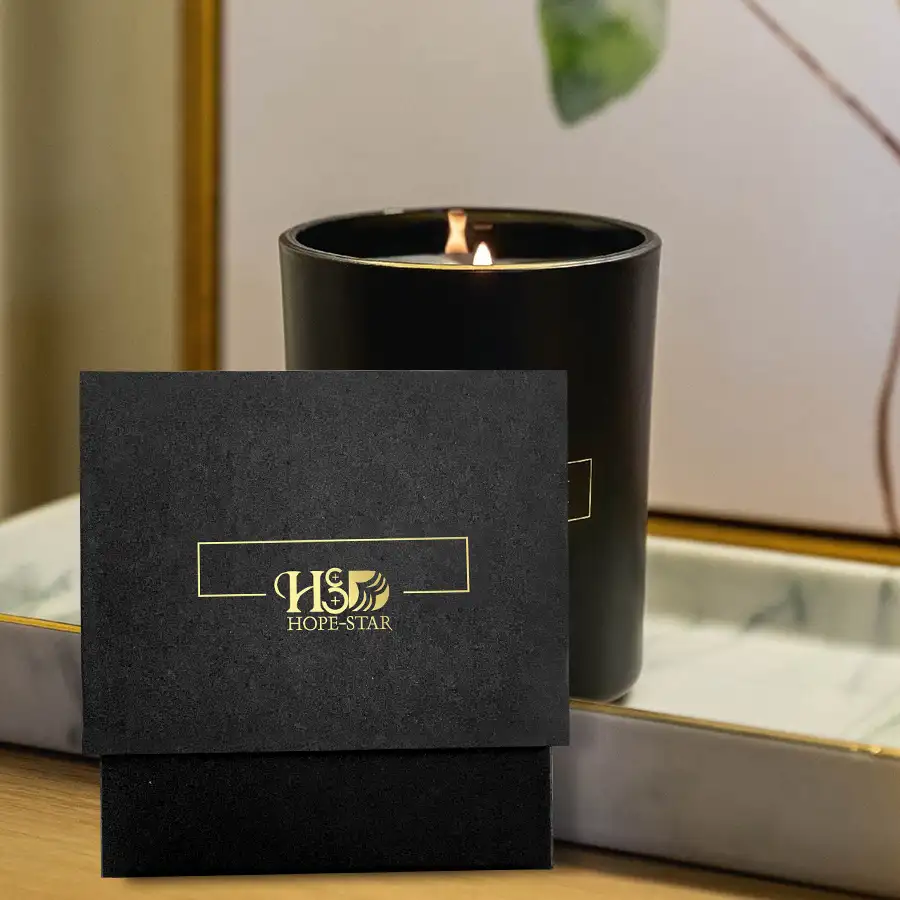 Lilin Bergamot Jasmine Premium Tiongkok Sangat Wangi 6 Oz 35 Jam Kotak Hadiah Lilin Hitam Matte Kedelai Pembakaran