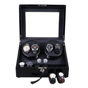 Auto-stop LED 5 chế độ handmade đen cao Glossy gỗ sơn mài 4 + 6 xem lưu trữ Winder hộp - Product Image 6