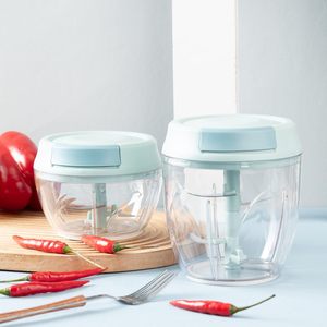 Mini hachoir manuel multifonctionnel à 3 lames pour légumes, ail et viande, en ABS+PC+acier inoxydable, écologique - Product Image 4