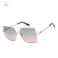 OMELLE Lunettes de soleil à monture métallique de haute qualité avec logo personnalisé Lunettes de mode à monture dorée pour hommes et femmes Vente en gros