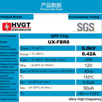 Diode redresseuse haute tension HVGT UX-FBR8 8.0kV 420mA à récupération ultra-rapide DO-590 pour alimentation de rayons X