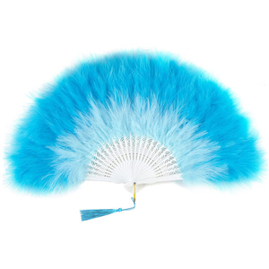 Éventails <span class=keywords><strong>en</strong></span> plumes de marabout turques détachables, blancs teints, grand format, pour femmes, idéaux pour la danse, les mariages, les costumes, les spectacles et la décoration de fêtes du thé. - Product Image 3