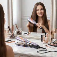 Lisseur de cheveux professionnel détachable pour femme, en PET réutilisable, avec formes cœur, étoile, ondulées et scintillantes, pour un coiffage électrique, adapté aux animaux domestiques