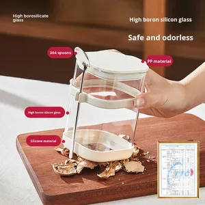 Bol à <span class=keywords><strong>petit</strong></span>-<span class=keywords><strong>déjeuner</strong></span> en verre portable avec couvercle et cuillère pour smoothies et yaourts, idéal pour les overnight oats - Product Image 4
