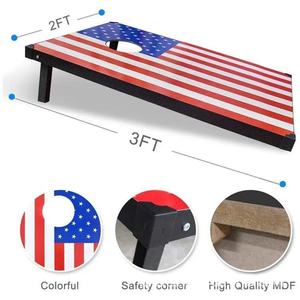 Jeu de Cornhole en bois avec sacs de lancer pour utilisation en extérieur et en intérieur, plateau de jeu de 48x24 pouces avec motif drapeau américain - Product Image 4
