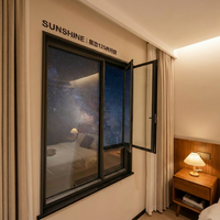 Ventana Abatible Moderna de Aluminio con Doble Acristalamiento para Apartamento, Resistente al Agua, al Viento y a los Ladrones, de Acero Inoxidable