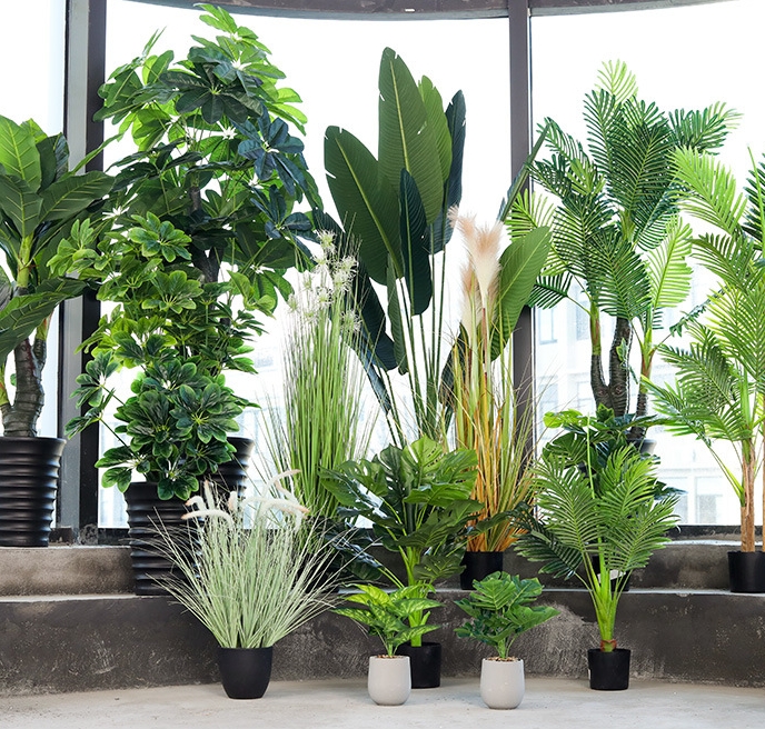 Искусственные деревья, настоящие на ощупь, зеленые, Monstera Deliciosa, латексные листья черепахи, горшечная черника, декоративные растения для украшения растений