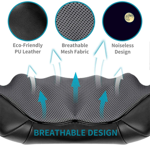 Leercon Appareil de massage électrique Shiatsu pour les soins corporels avec chaleur et vibration pour le dos, le cou et les épaules, oreiller et soins infirmiers, amincissants - Product Image 5