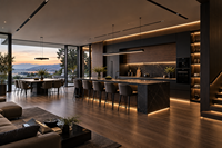 Meubles de cuisine modulaires modernes sur mesure en bois massif, panneaux MDF mélaminés, îlot de cuisine de luxe pour la maison