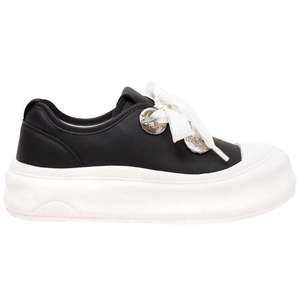 Black Leather Sneakers with Silver Buckle for Women - Product Image 3