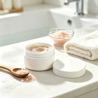 Pot en plastique PP blanc de 250 ml à large ouverture avec couvercle à vis plat pour crème de soin, boue, gommage visage et corps, cire, et sous-conditionnement de matériaux