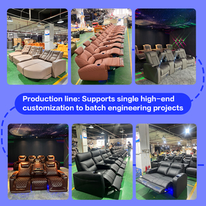 Sofá Reclinable Eléctrico Seccional de Cuero Genuino Foshan Furniture, Diseño Moderno para Sala de <span class=keywords><strong>Cine</strong></span> en Casa, Asientos Eléctricos de <span class=keywords><strong>Cine</strong></span> - Product Image 5