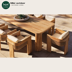 Nhà Máy Trực Tiếp Tùy Chỉnh Gỗ Tếch Ngoài Trời Bàn Ăn Và Ghế Đặt Phong Cách Hiện Đại Đồ Nội Thất Sân Vườn Cho Khách Sạn & Nhà Hàng Sử Dụng - Product Image 1