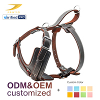 Harness Anjing Kulit Asli Jahitan Tangan Vintage, Tali Multi Adjustable, Tahan Lama, Anti Tarik, untuk Latihan Hewan Peliharaan