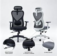 Chaise de bureau ergonomique à dossier haut en maille avec appui-tête réglable, support lombaire et base pivotante pour espace de travail commercial