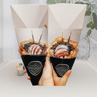 Cône à crêpe jetable, 50 pièces, carton de qualité alimentaire, forme triangulaire, emballage de crème glacée, Pizza, œuf, gaufre à bulles