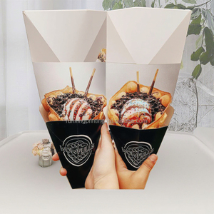 Cono de crepé de papel desechable, soporte triangular de grado alimenticio, para embalaje de helados, Pizza, huevo, Burbuja, gofres - Product Image 2
