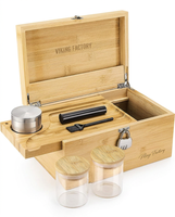 Boîte de rangement en bambou naturel verrouillable avec plateau amovible, bocaux en verre, serrure à combinaison, organisateur domestique polyvalent, coffret cadeau