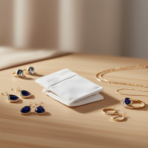 Borsa in velluto Ilan 10x13 cm bianca 2 pezzi per conservare gioielli - Product Image 2