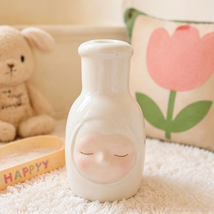 Vaso in Ceramica Bianca di Jingdezhen <span class=keywords><strong>con</strong></span> Design in Rilievo di Viso Dormiente per Decorazione da Tavolo in Camera da Letto - Product Image 5