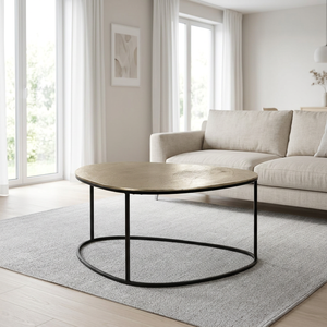 AK Brass Unique Design <b>Iron</b> Metal Coffee <b>Table</b> With Antique Finish Marble Top Handcrafted Luxury Furniture For Restaurant / Home - Product Image 3