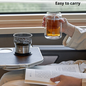 Tazza da Tè in Vetro a Doppia Parete Portatile <span class=keywords><strong>con</strong></span> Infusore e <span class=keywords><strong>Coperchio</strong></span> 270ml Resistente al Calore per Viaggio Ufficio Esterno - Product Image 3